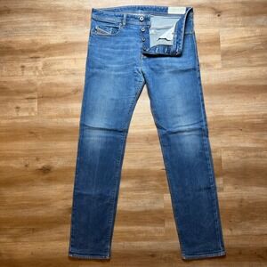 Diesel Buster Jeans Mens 34x34 Blue Regular Slim Tapered‎ Stretch Denim 0095Z